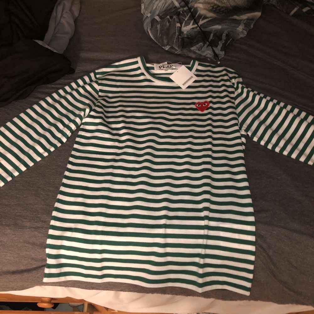 CDG “Play” long sleeve striped t shirt